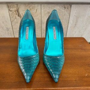 Genuine Snakeskin pumps by Charles David in Turquoise Size 7.5
